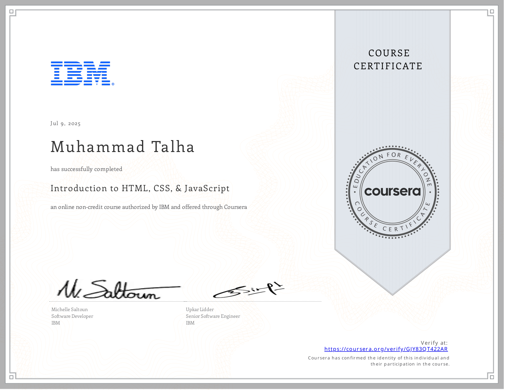 Certificate Preview